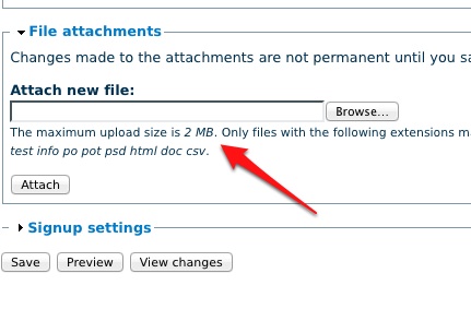 2MB limit for file uploads